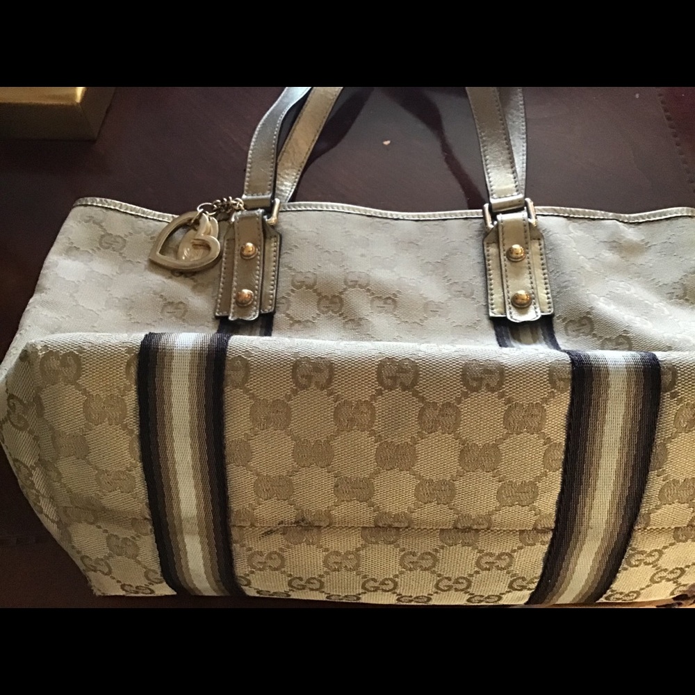Gucci Sherry Gold Canvas Tote